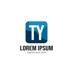 Initial TY logo template with modern frame. Minimalist TY letter logo vector illustration