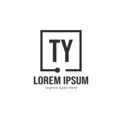 Initial TY logo template with modern frame. Minimalist TY letter logo vector illustration