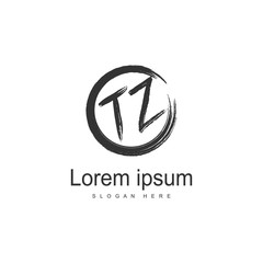 Initial TZ logo template with modern frame. Minimalist TZ letter logo vector illustration