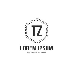 Initial TZ logo template with modern frame. Minimalist TZ letter logo vector illustration
