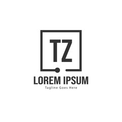 Initial TZ logo template with modern frame. Minimalist TZ letter logo vector illustration