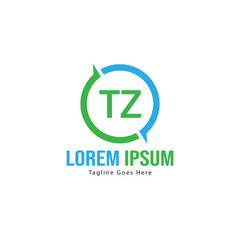 Initial TZ logo template with modern frame. Minimalist TZ letter logo vector illustration