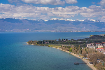 Snowcapped peaks around Ohrid Lake