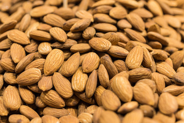 Close up of almonds nuts on display