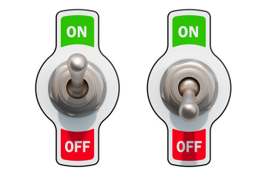 Toggle Switches on and off, 3D rendering