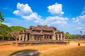 Buildings on territory of ancient temple complex Angkor Wat, Siem Reap, Cambodia.