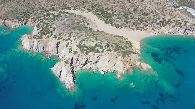 Aerial shot with drone from Coastline of Crete in Greece. 