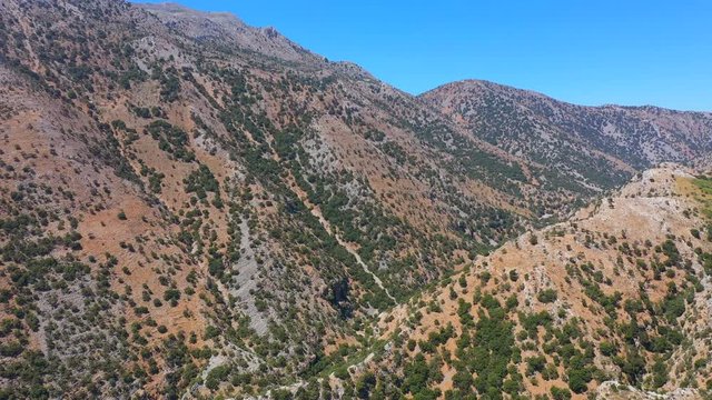 4K Footage. Aerial mountain Crete, Greece