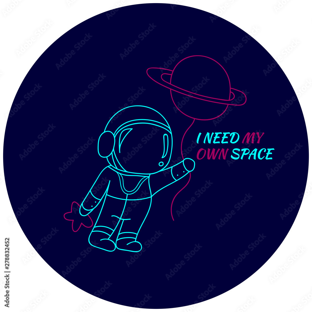 Poster vector flat space design background with text. cute template with astronaut, spaceship, rocket, moon