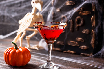 Halloweens drink red martini cocktail