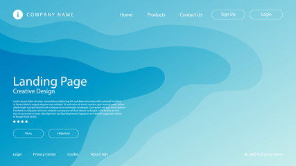 Abstract modern graphic element. Dynamical colored forms and waves. Gradient abstract banner with flowing liquid shapes. Template for the design of a website landing page or background.