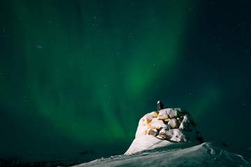Aurora borealis above the Norway Finland border