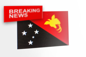 Breaking news, Papua new guinea country's flag and the inscription news