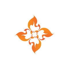 Abstract flame design element, creative symmetrical fire flames icon