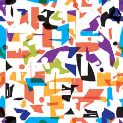 Modern and artistic seamless pattern design with colorful abstract shapes