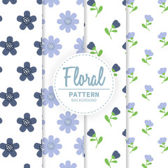 Summer floral seamless pattern, flat design for use as background, wrapping paper or wallpaper
