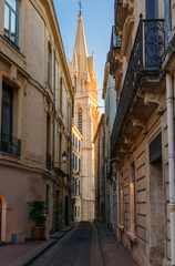 Cityscape view of French historical city Montpellier in France, South Europe. Famous large city and tourist destionation.