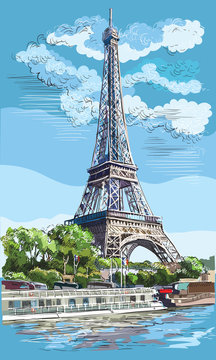 Colorful vector hand drawing Paris 1