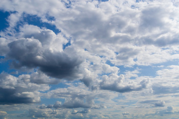 High detail fluffy clouds on blue sky background