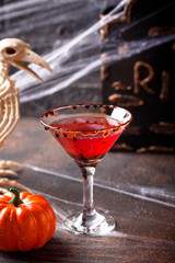 Halloweens drink red martini cocktail