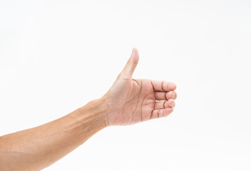 Asian man hand arm on white background