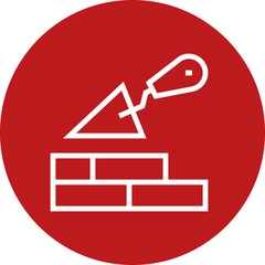 Concrete Trowel Brick Wall Outline Icon