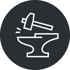 Anvil Forge Hammer Outline Icon