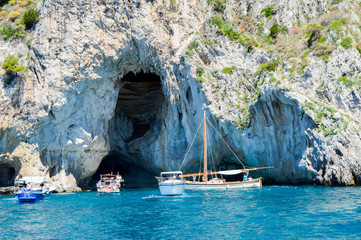 Almafi sailboats in the blue water