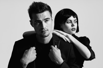 portrait of young man and woman