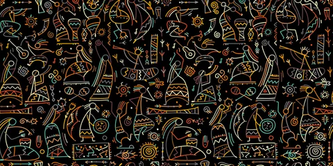 Gordijnen Volks etnische dans, naadloos patroon voor uw ontwerp © Kudryashka