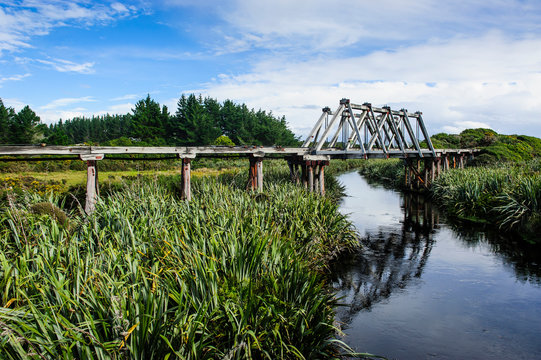 Old railway bridge along the road between Fox Glacier and Greymouth, South Island, New Zealand