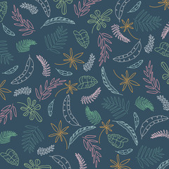 Summer spring floral seamless pattern, flat design for use as background, wrapping paper or wallpaper