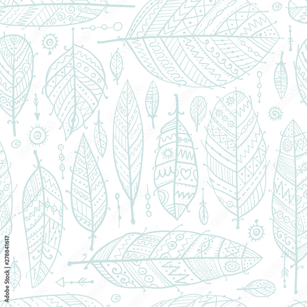 Sticker art feathers collection, seamless pattern for your design