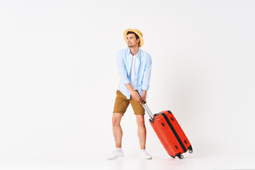young woman with suitcase