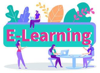 Distance Learning Online. New Technologies. Vector