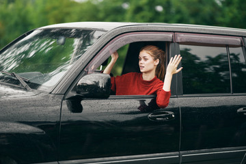 young woman in car