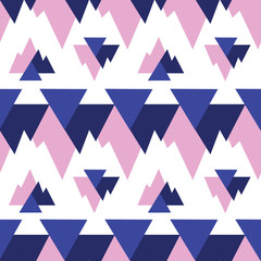 Blue pink triangles ikat seamless repeat pattern