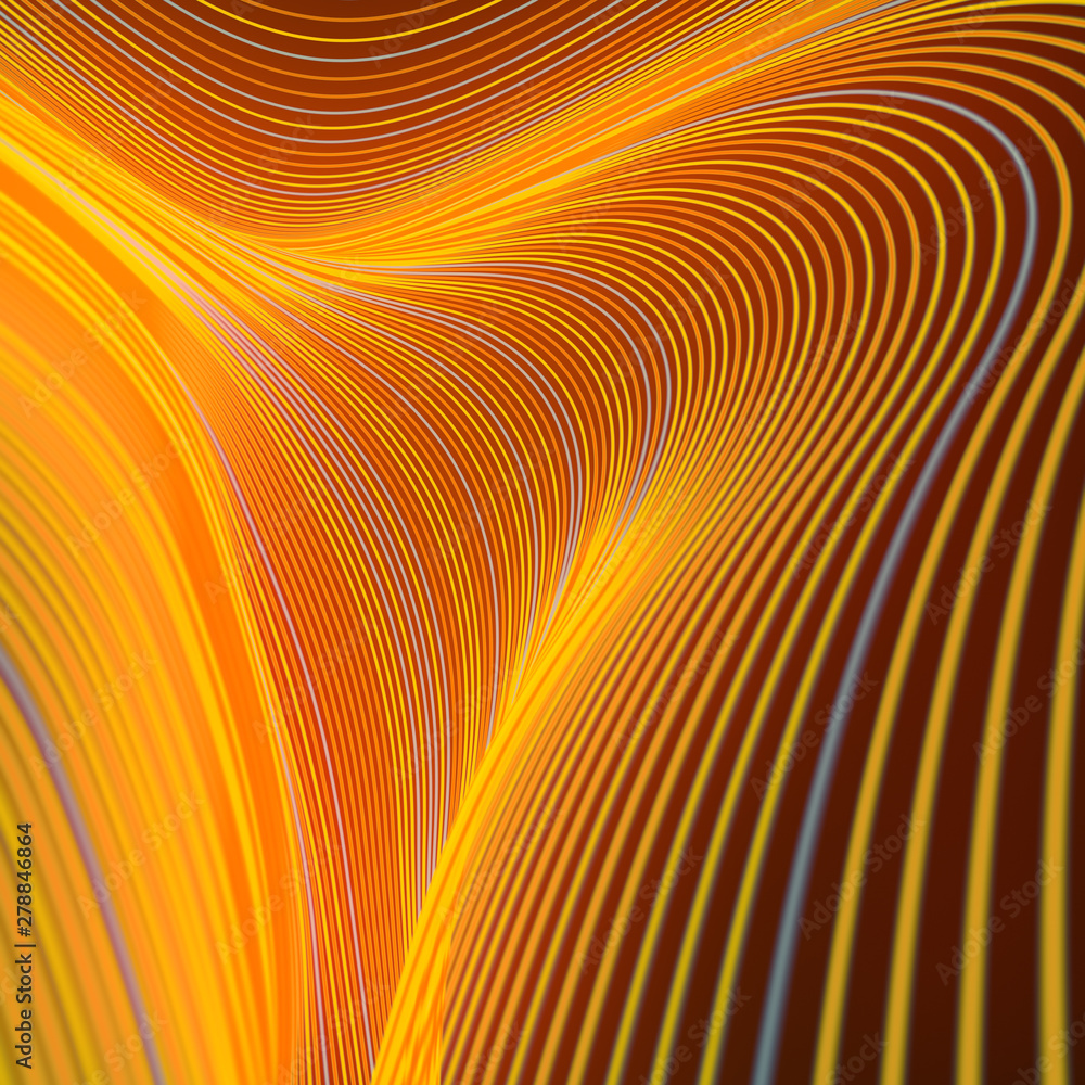 Poster Modern style abstraction with composition made of various colored lines. Wave band geometric pattern. 3d rendering
