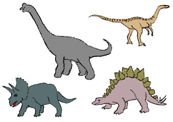 恐竜のクレヨン画