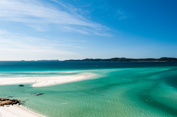 Hill Inlet from lookout at Tongue Point on Whitsunday Island - swirling white sands and blue green water make spectacular patterns
