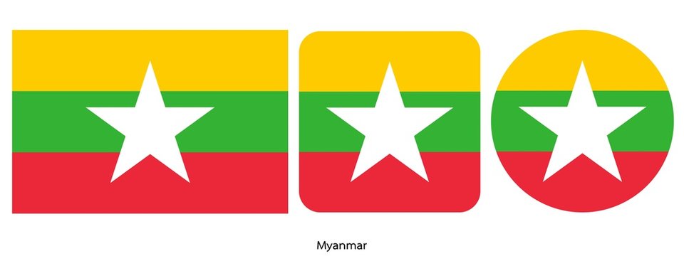 Myanmar Flag, Vector Illustration