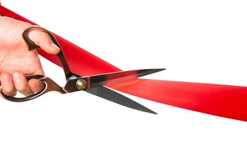 Hand Cutting Red Ribbon