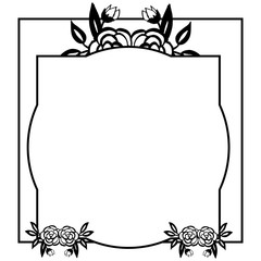 Card for frame flower black and white colors. Vector