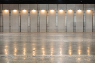 Warehouse with ceiling light from panel bulbs..