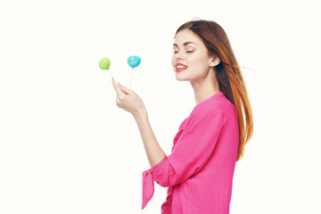 young woman with green apple