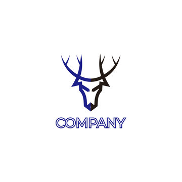 majestic head deer logo line design