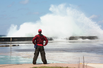 The Atlantic Ocean raged. The embankment is flooded.