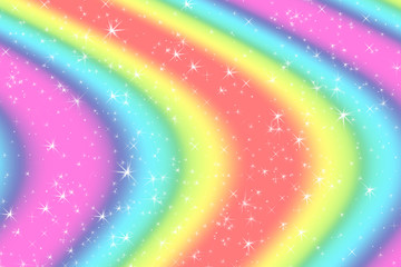 Rainbow color abstract background with soft light stars presented background of dream concept on sweet content. The rainbow color spread direction all around the picture make this background colorful.