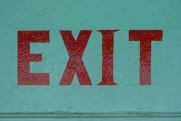 Exit sign, emergency exit icon,inscription red