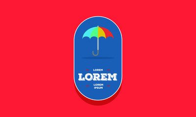 Umbrella Badge Sticker Design Flat Style Design
